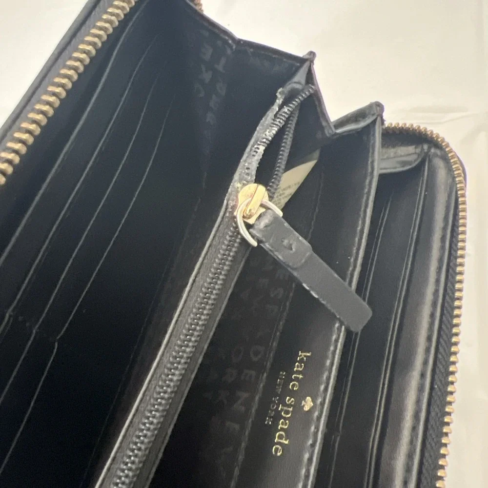 Kate Spade New York Wallet‎ Chester Street Neda Pebbled Zip Leather Black FAIR